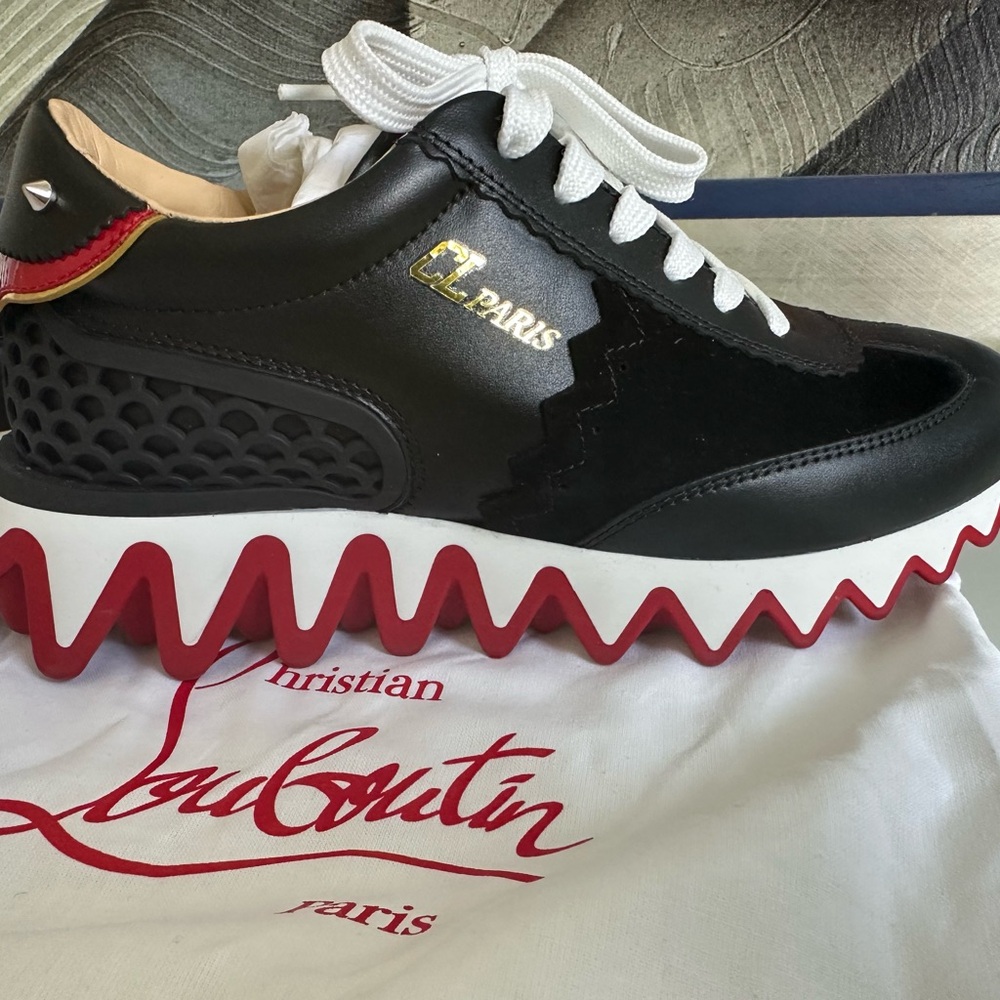 Christian Louboutin Red and Black Signature Sneakers